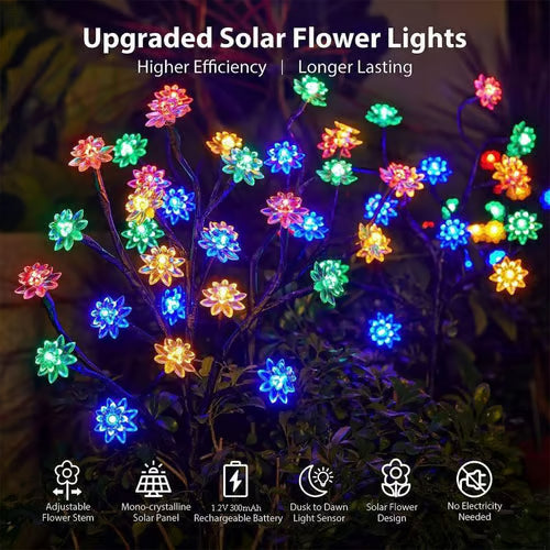 🌸Outdoor Waterproof Cherry Blossom Multicolor Solar Garden Lights